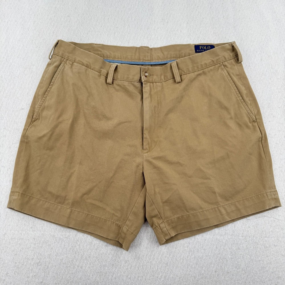 Polo Ralph Lauren Classic Fit 6" Chino Shorts Tan Khaki Mens 36 Cotton Twill